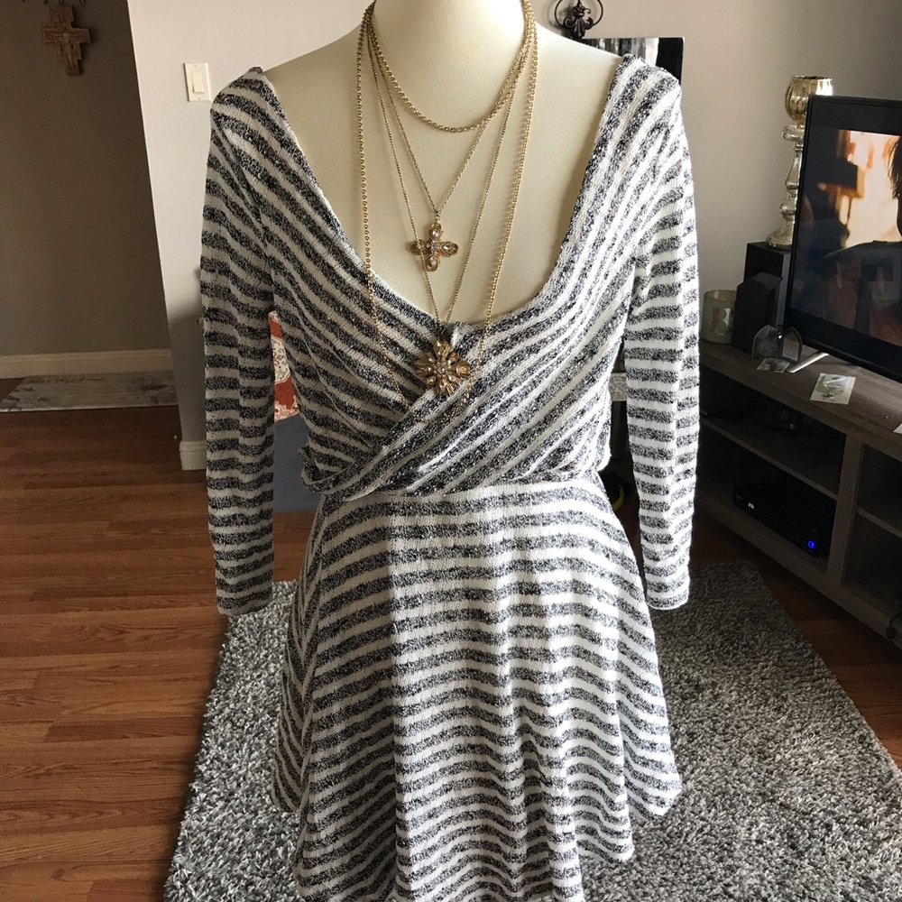 Black and White striped Free People short dress